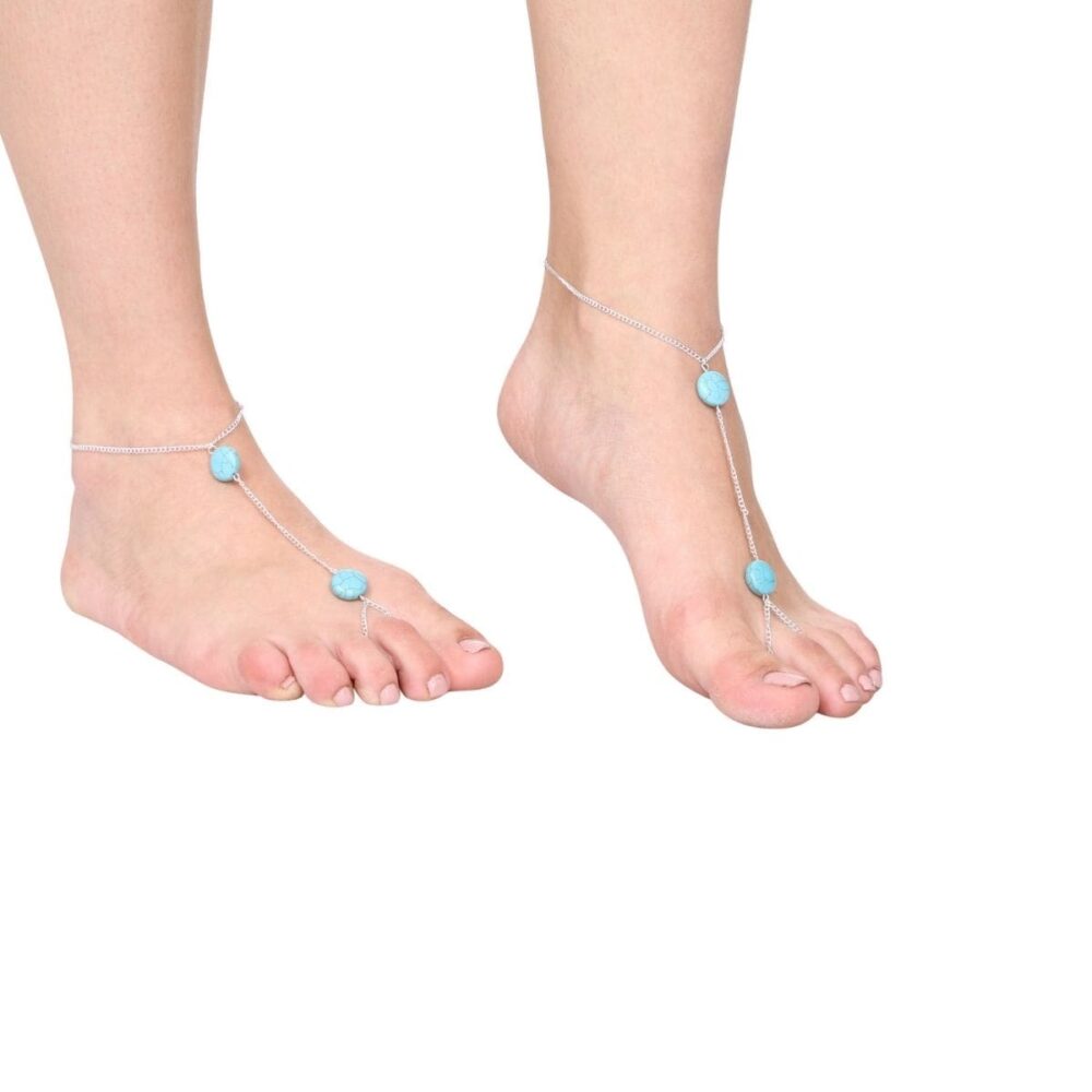 Blue Bead Boho Anklet