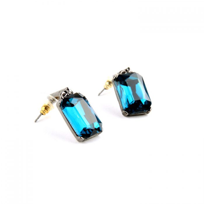 Square Blue Statement Earring