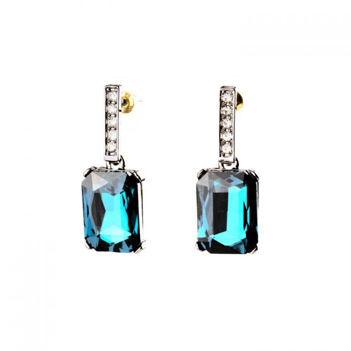 Square Blue Pendant Earring