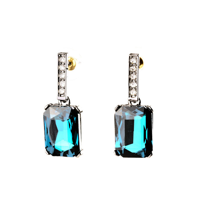 Square Blue Pendant Earring