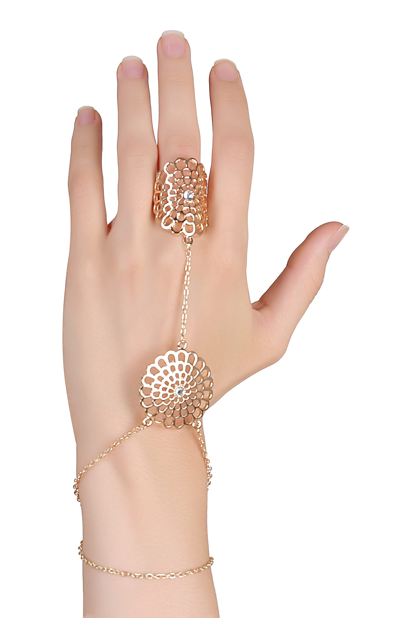 Buy Beaded Hand Chain Gold Ring Bracelet Ring Chain Bracelet, Gold Ring  Bracelet for Women, Bridal Bracelet, Connected Finger Bracelet Online in  India - Etsy