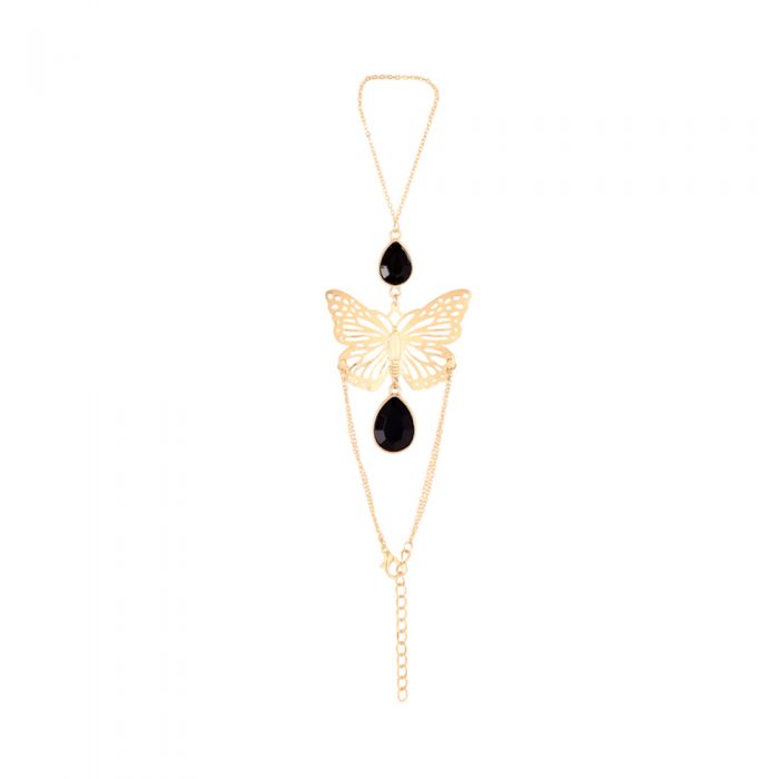 Golden Butterfly Ring Chain Bracelet From Femnmas