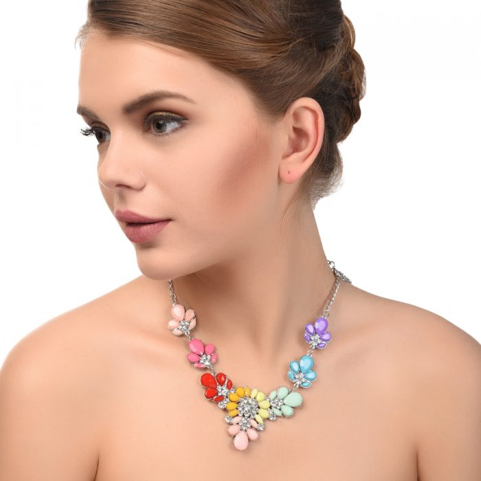 Multi Color Statement Fashion Necklace