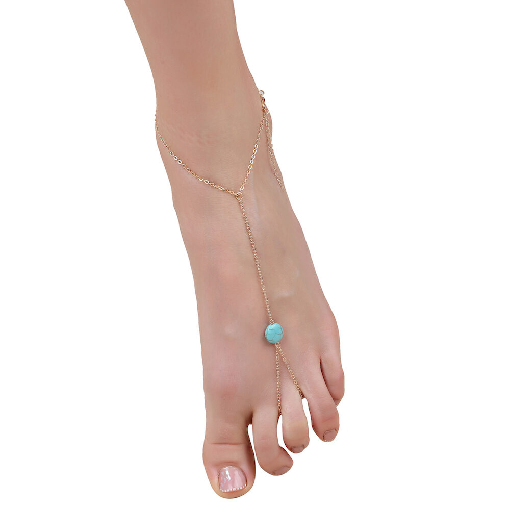 Buy Blue Gemstone Toe Ring Anklet