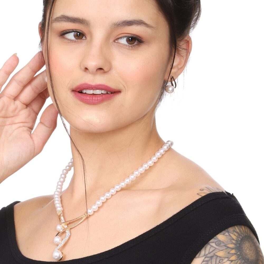 Bridal Pearl Necklace Earring Set