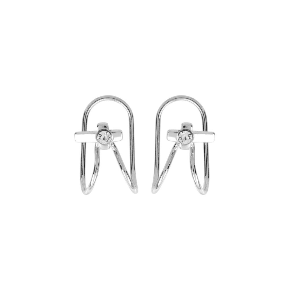 Silver Cross Non Pierced EarClip