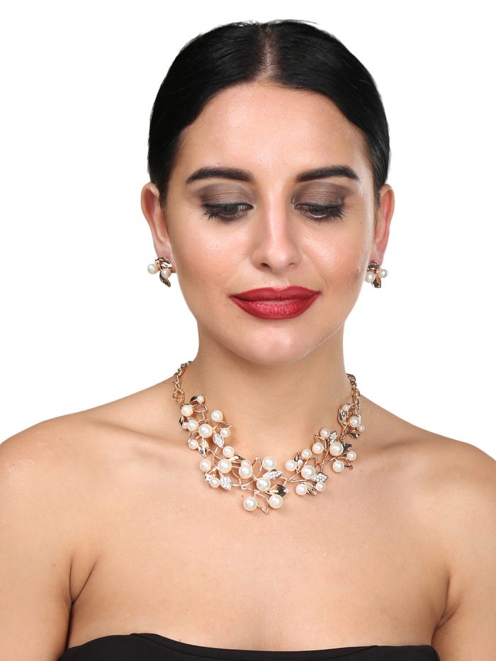 White Pearl Necklace Set For Girls