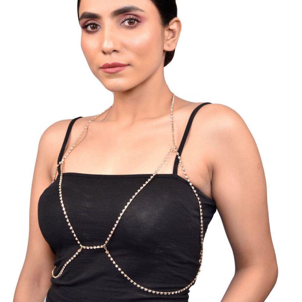 Golden Rhinestone Bra Chain for Women