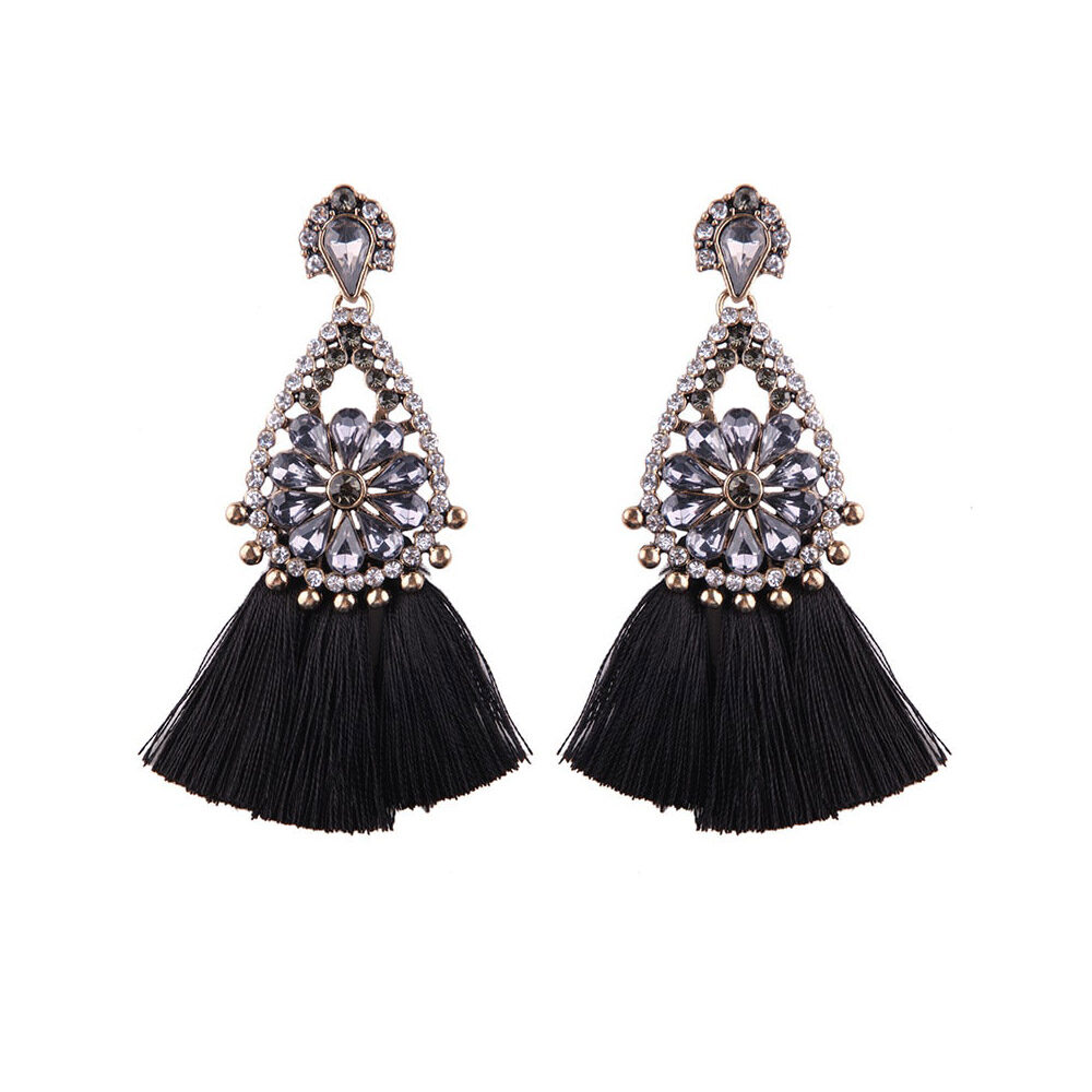 Black Tassel Earrings by Femnmas