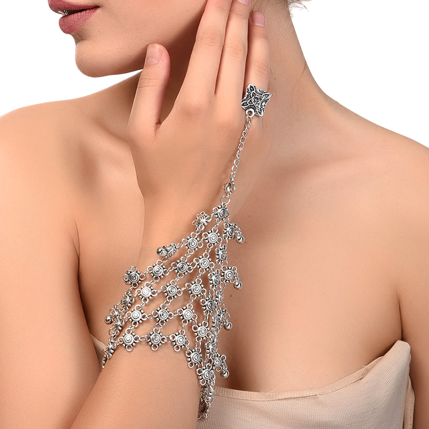 Oxidized ring bracelet deals