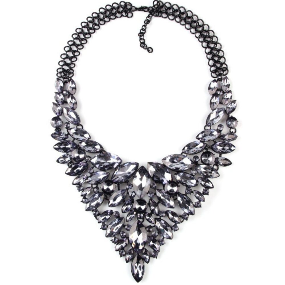 Black Victorian Stone Party Necklace