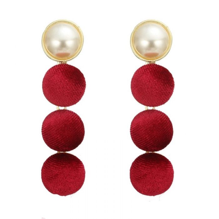 White Red Latkan Earrings For Girls