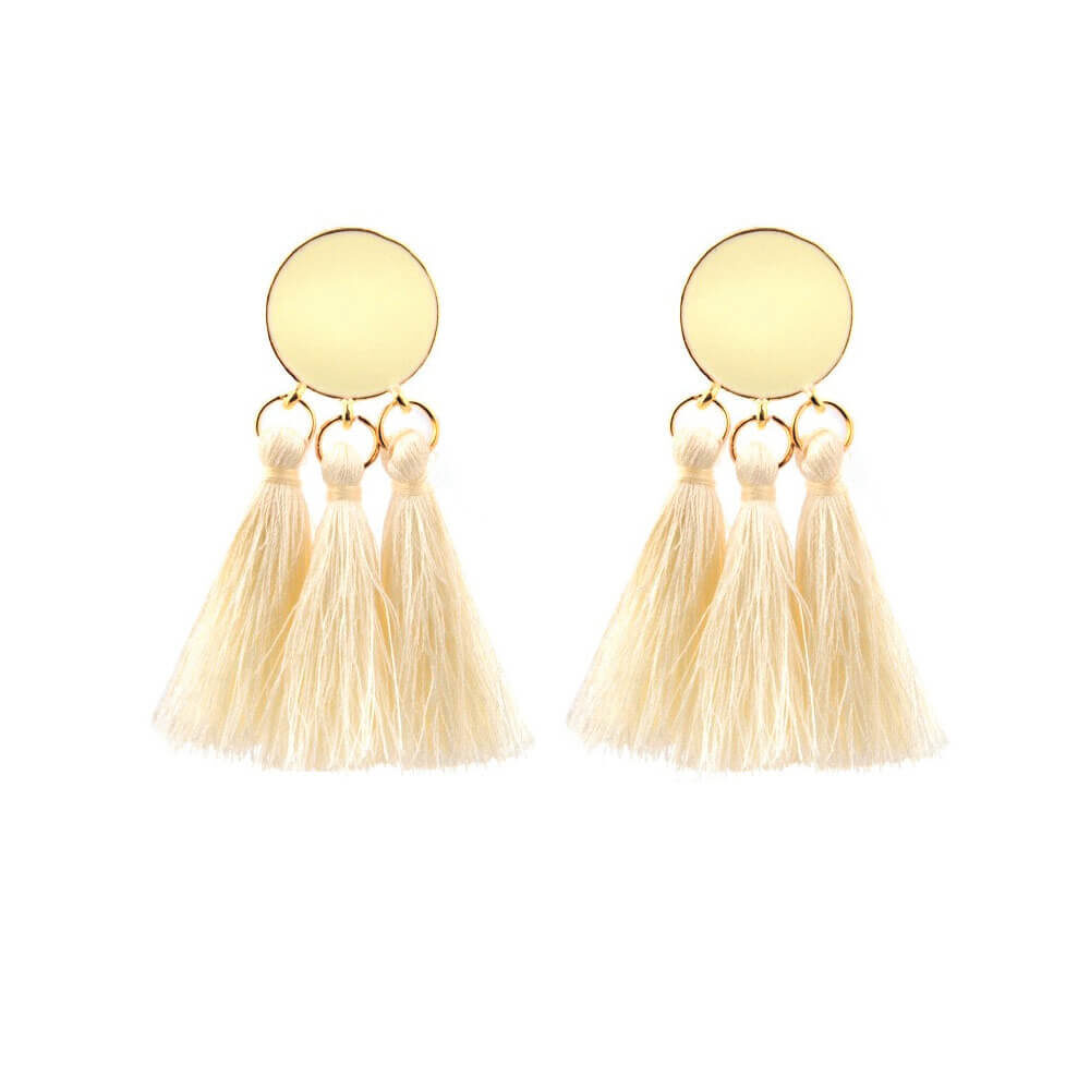 White Designer Thread Earrings By Femnmas