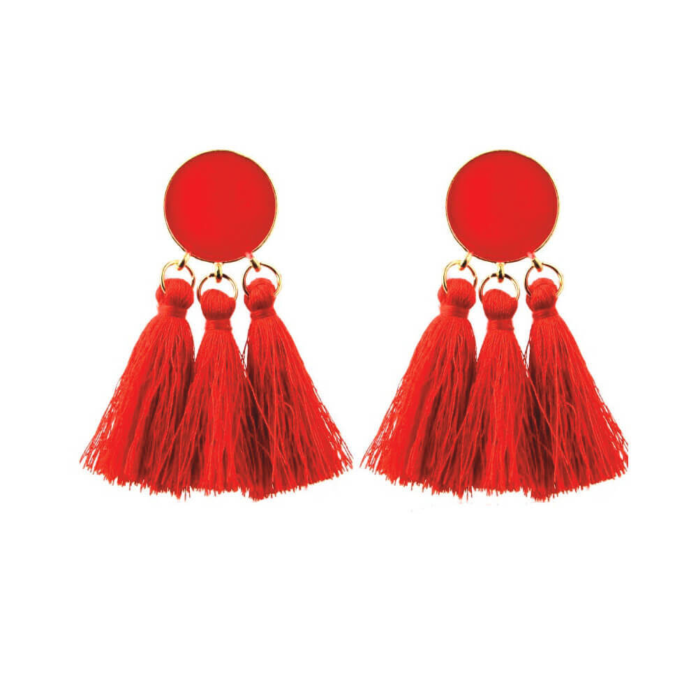 Red Thread Ethnic Earrings For Girls