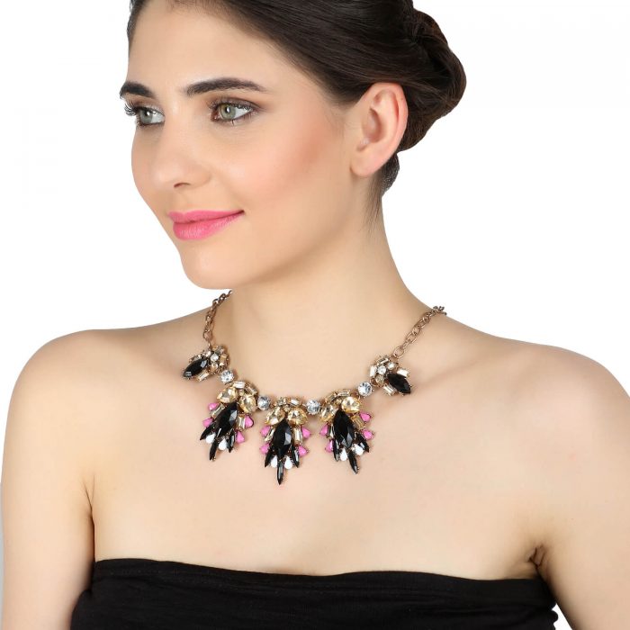 Black Gemstone Party Necklace