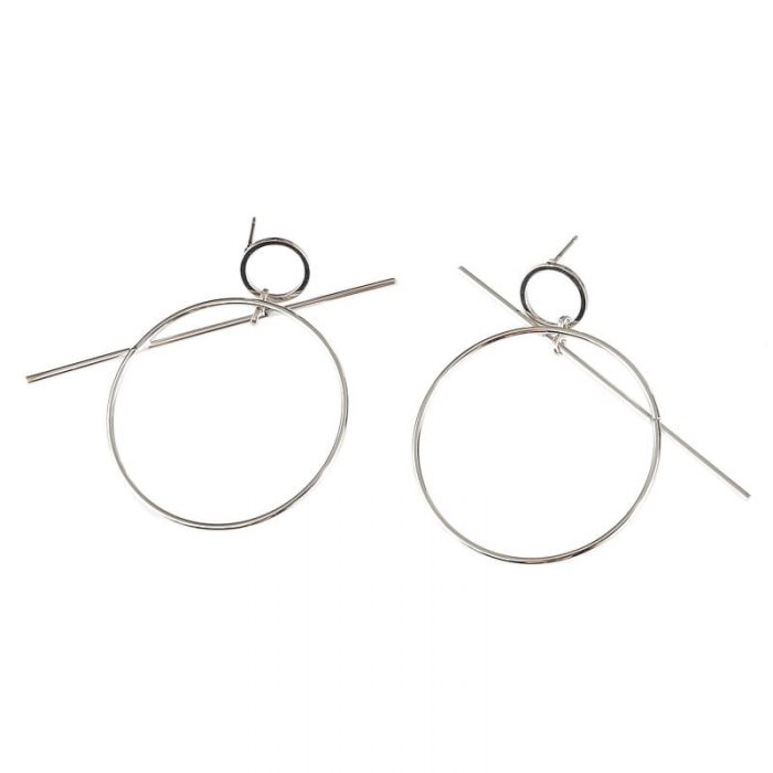 Silver Hoop Cross Earrings For Girls & Women