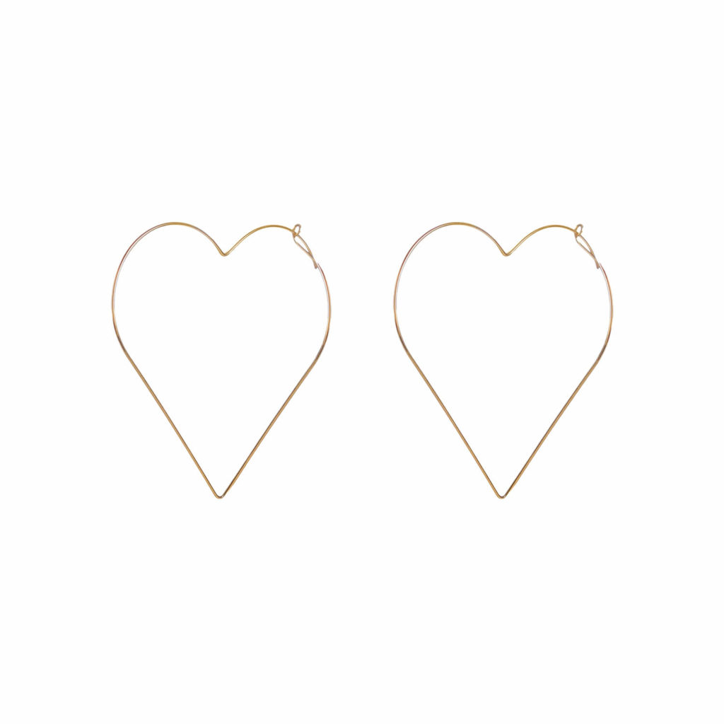 Golden Big Heart Earrings by femnmas