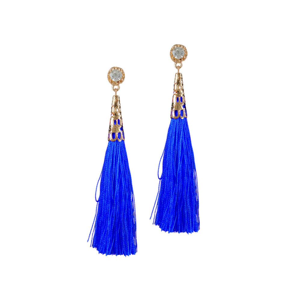 Blue Thread Drop Earrings by Femnmas