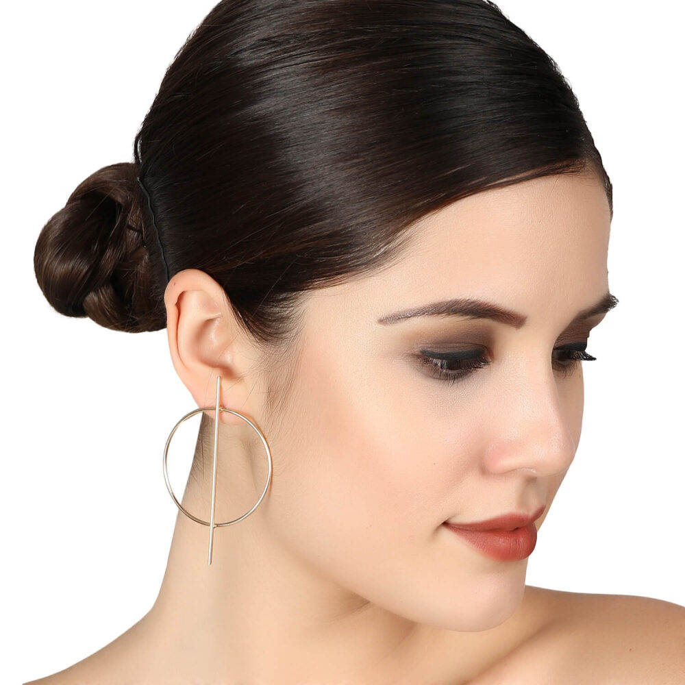 Golden Hoop Cross Designer Earrings