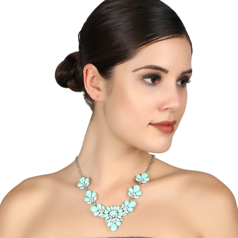 bib necklace online Green Flower Necklace for Women