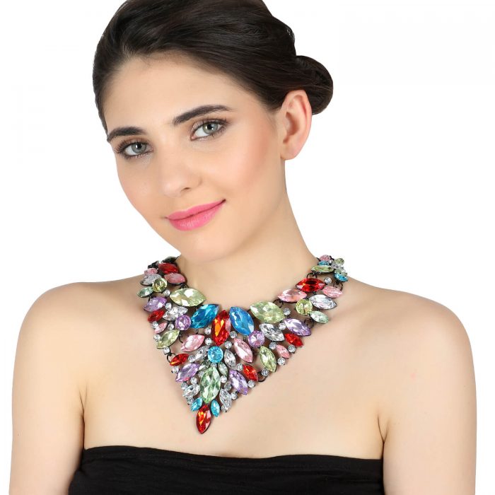 Multicolor Stone Studded Statement Necklace