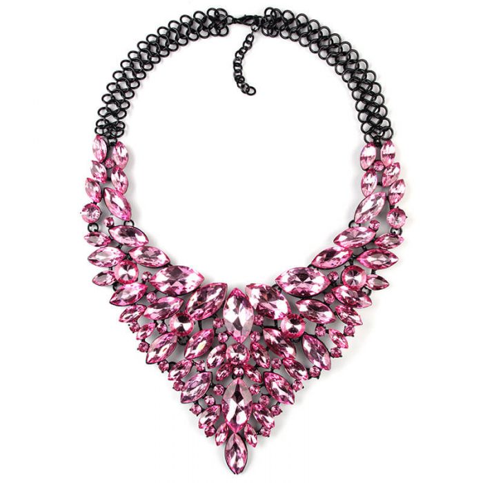 Pink Designer Party Statement Necklace By Femnmas