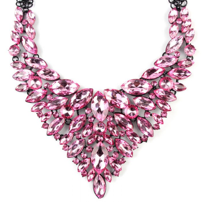 Pink Designer Party Statement Necklace By Femnmas