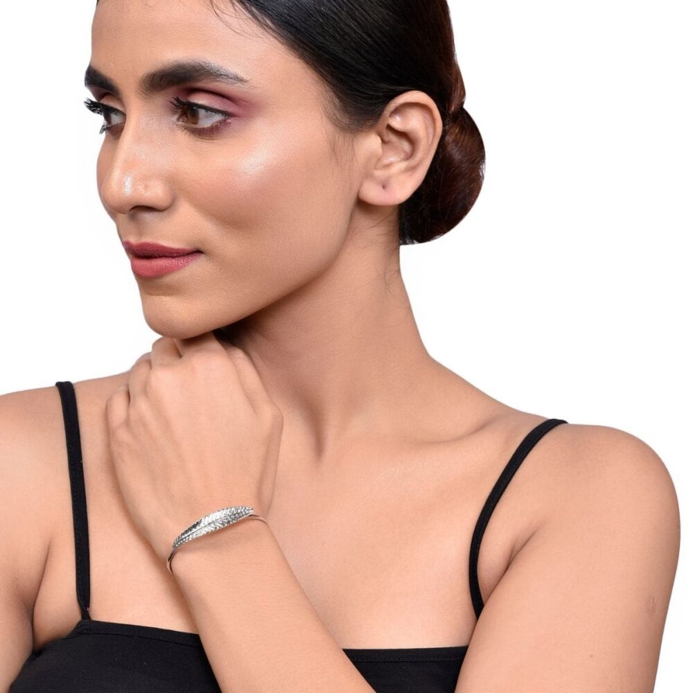 Silver Leaf Bracelet Cuff