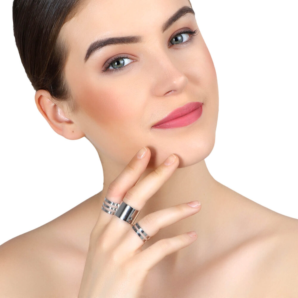 Silver Metal Ring Set