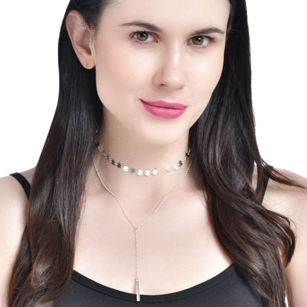 Silver Sequin Layered Choker