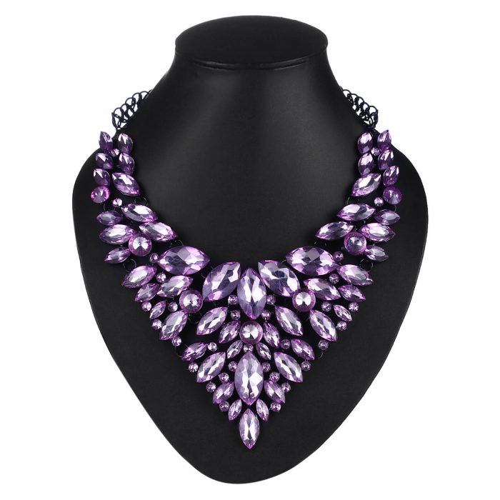 Purple Gemstone Statement Necklace
