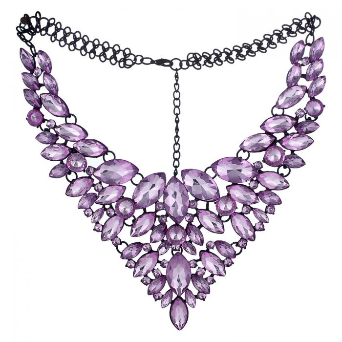 Purple Gemstone Statement Necklace India