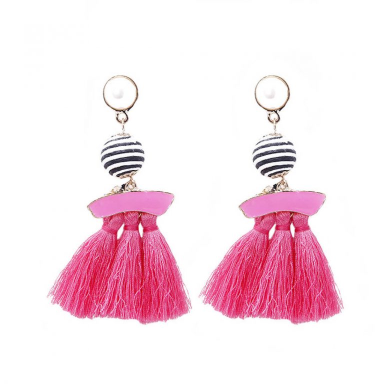pink-tassel-fashion-earring