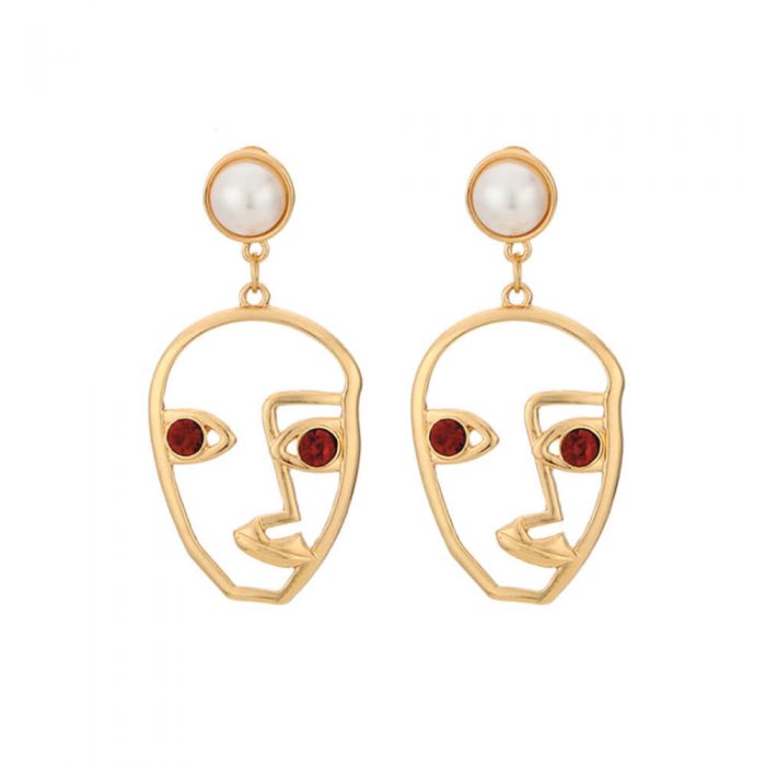 Golden Red Face Earrings