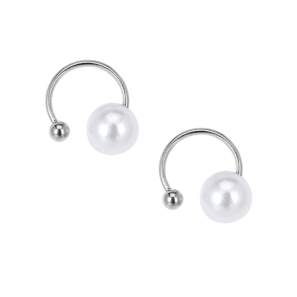 Silver Pearl U Shape Earcuff