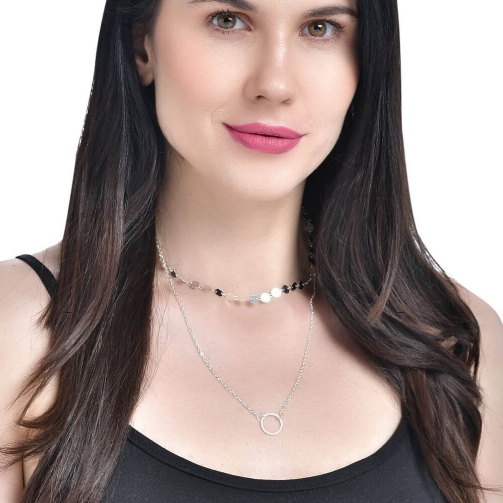 Silver Layered Coin Necklace