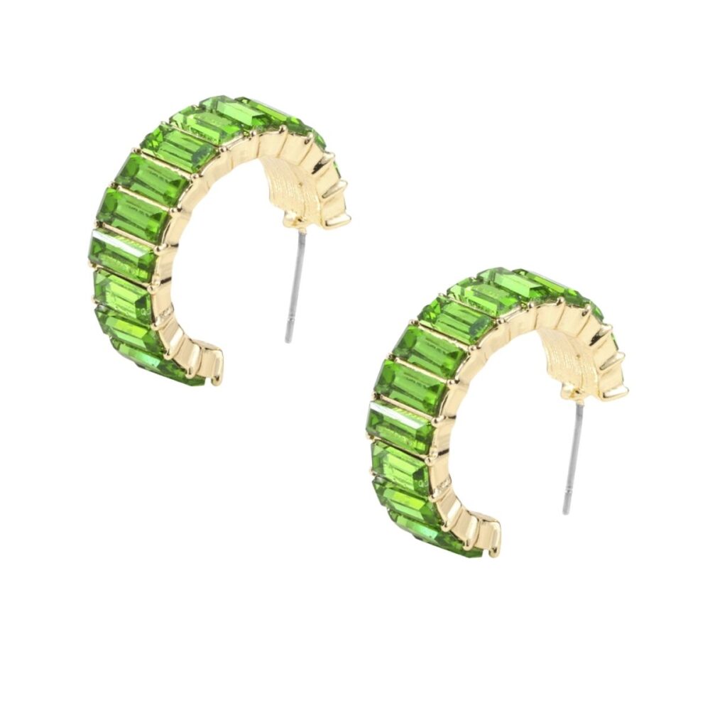 Pear Green Stone Hoops