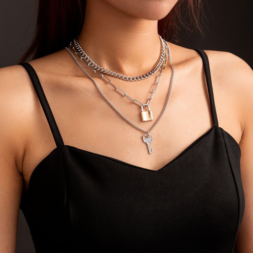 Lock Key Layered Choker