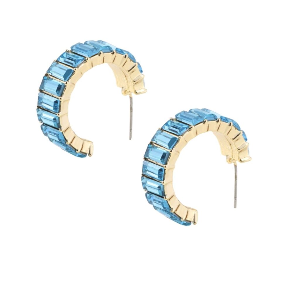 Sapphire Blue Stone Hoops