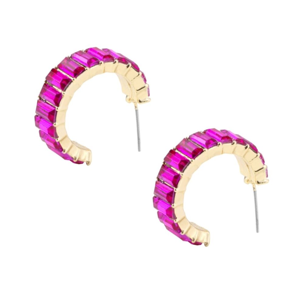 Pink Stone Hoops