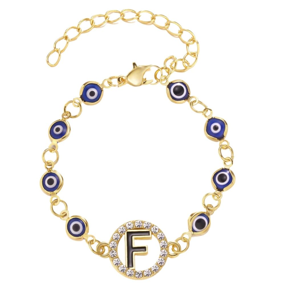 Letter F Evil Eye Charm