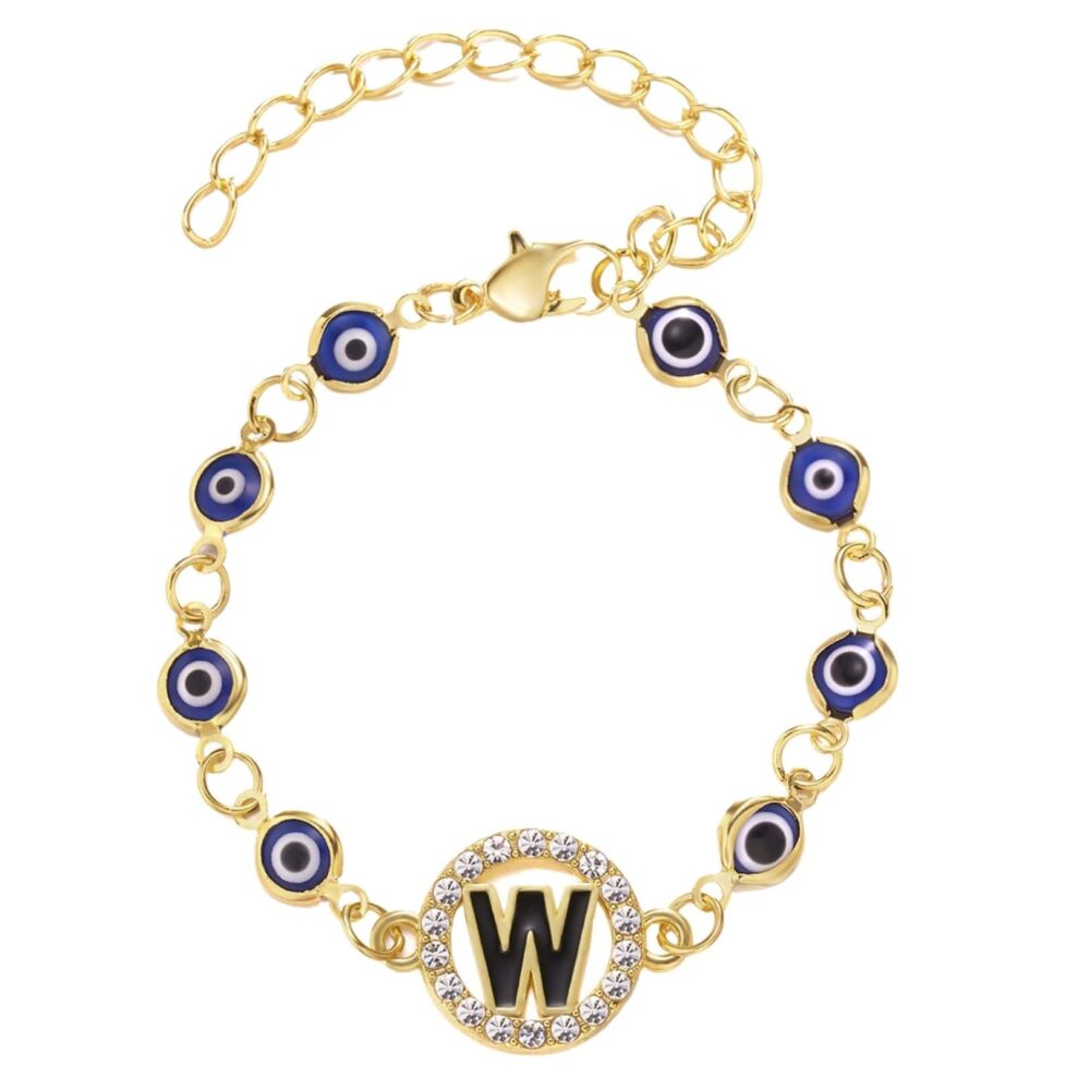 Letter W Evil Eye Charm