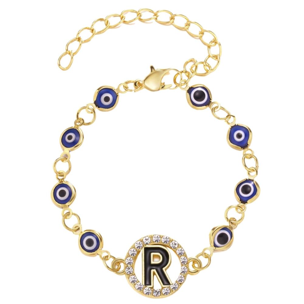 Letter R Evil Eye Charm
