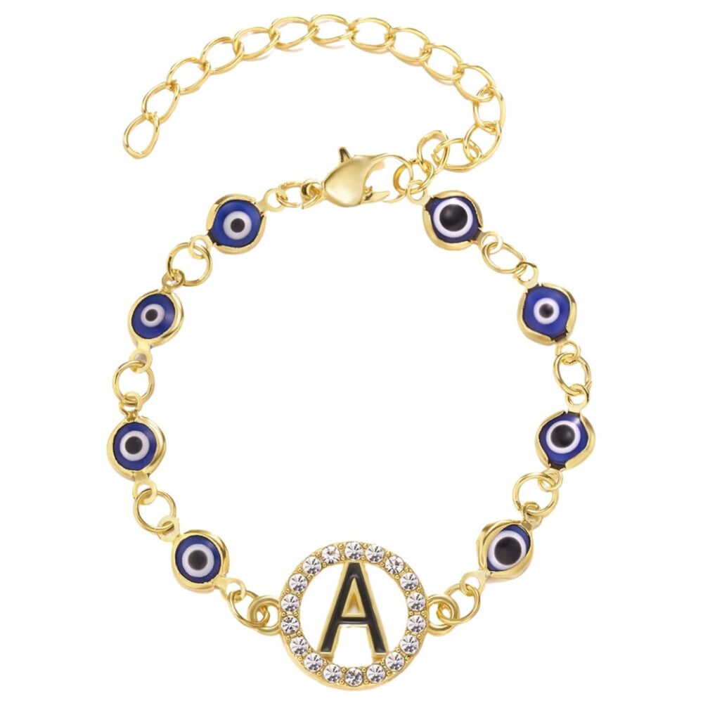 Letter A Evil Eye Charm